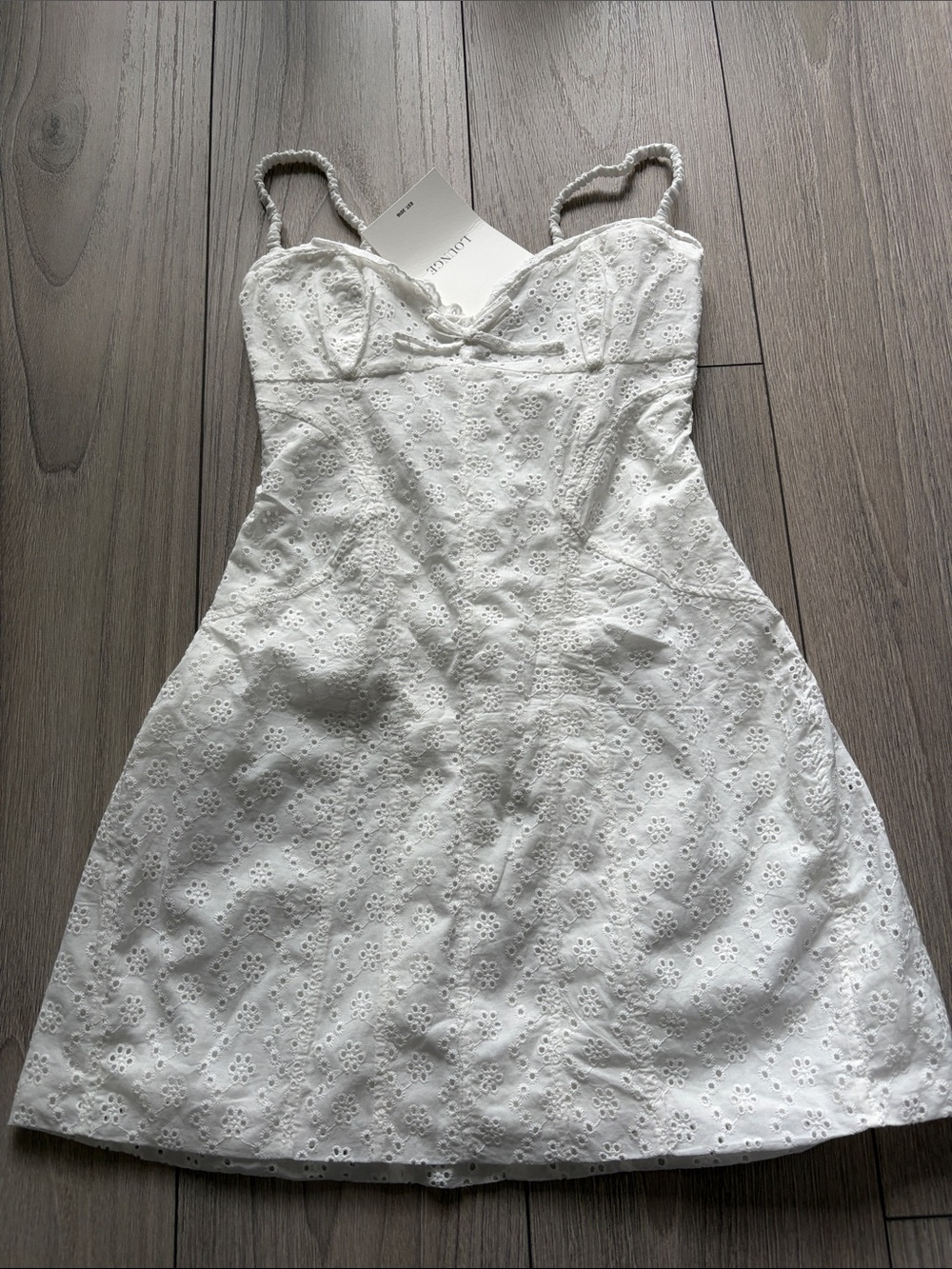 Lounge White Eyelet Sweetheart Mini Dress